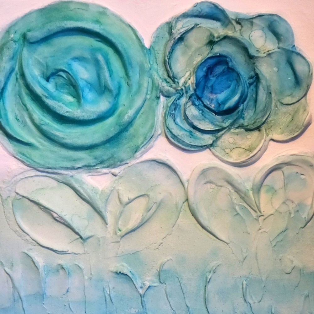 10 × 10  Alcohol ink sculpted  Canvas painting